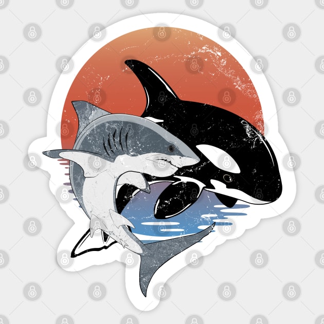 Orca and Great White Sticker by NicGrayTees